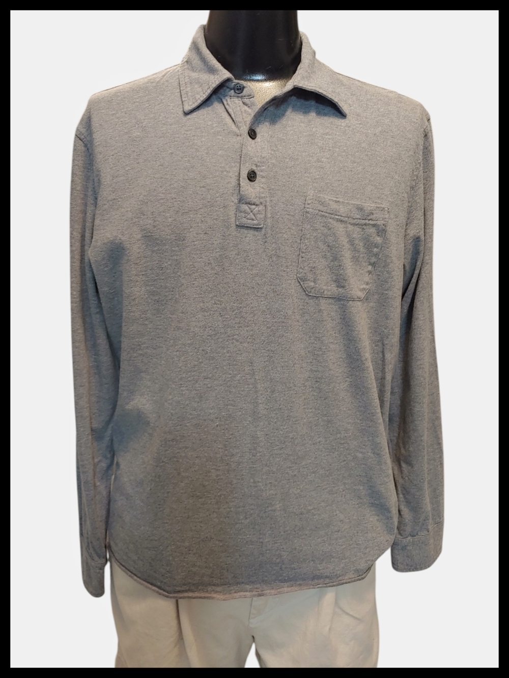 Express Long-Sleeve Heather Gray Collared Shirt